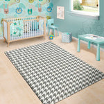 Grey And White Houndstooth Pattern Print Area Rug