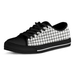 Grey And White Houndstooth Pattern Print Black Low Top Shoes
