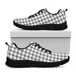 Grey And White Houndstooth Pattern Print Black Sneakers