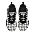 Grey And White Houndstooth Pattern Print Black Sneakers