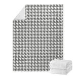 Grey And White Houndstooth Pattern Print Blanket