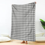 Grey And White Houndstooth Pattern Print Blanket