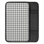 Grey And White Houndstooth Pattern Print Car Center Console Cover