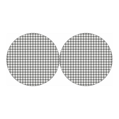 Grey And White Houndstooth Pattern Print Car Coasters