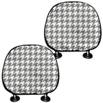 Grey And White Houndstooth Pattern Print Car Headrest Covers