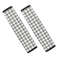 Grey And White Houndstooth Pattern Print Car Seat Belt Covers