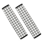 Grey And White Houndstooth Pattern Print Car Seat Belt Covers