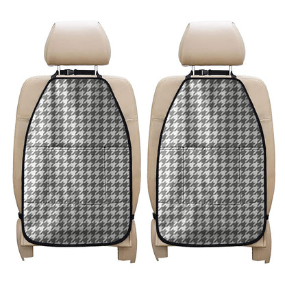 Grey And White Houndstooth Pattern Print Car Seat Organizers