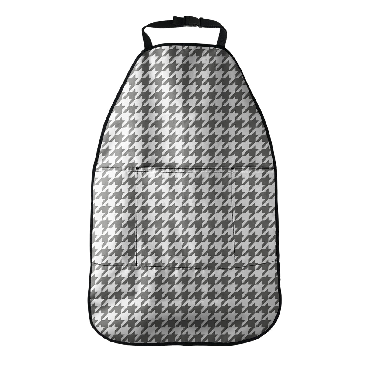 Grey And White Houndstooth Pattern Print Car Seat Organizers