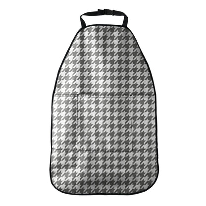 Grey And White Houndstooth Pattern Print Car Seat Organizers