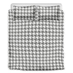 Grey And White Houndstooth Pattern Print Duvet Cover Bedding Set