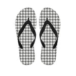 Grey And White Houndstooth Pattern Print Flip Flops