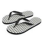 Grey And White Houndstooth Pattern Print Flip Flops