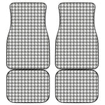 Grey And White Houndstooth Pattern Print Front and Back Car Floor Mats