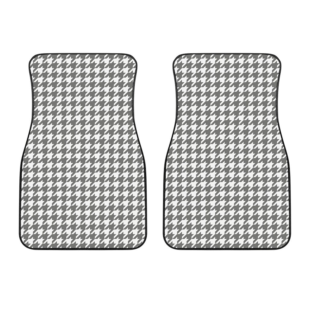 Grey And White Houndstooth Pattern Print Front Car Floor Mats
