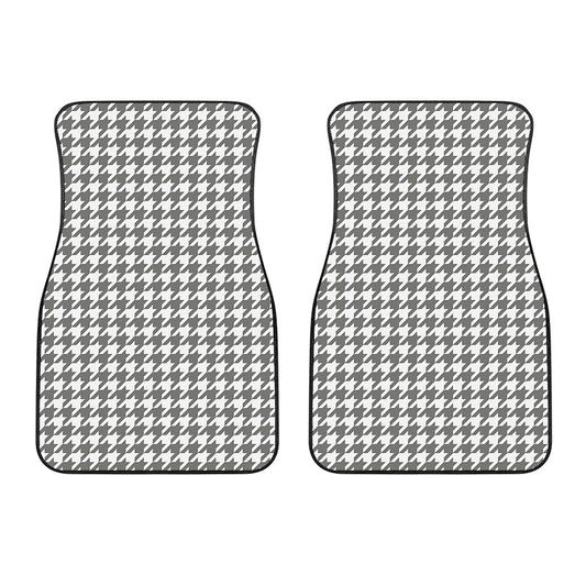 Grey And White Houndstooth Pattern Print Front Car Floor Mats
