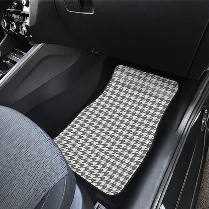 Grey And White Houndstooth Pattern Print Front Car Floor Mats