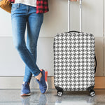 Grey And White Houndstooth Pattern Print Luggage Cover