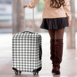 Grey And White Houndstooth Pattern Print Luggage Cover