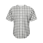 Grey And White Houndstooth Pattern Print Men's Baseball Jersey