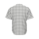 Grey And White Houndstooth Pattern Print Men's Baseball Jersey