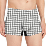 Grey And White Houndstooth Pattern Print Men's Boxer Briefs