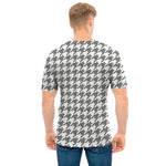 Grey And White Houndstooth Pattern Print Men's T-Shirt