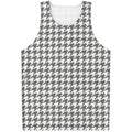 Grey And White Houndstooth Pattern Print Men's Tank Top