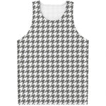 Grey And White Houndstooth Pattern Print Men's Tank Top