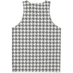 Grey And White Houndstooth Pattern Print Men's Tank Top