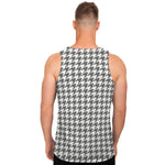 Grey And White Houndstooth Pattern Print Men's Tank Top
