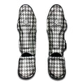 Grey And White Houndstooth Pattern Print Muay Thai Shin Guards