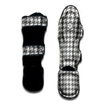Grey And White Houndstooth Pattern Print Muay Thai Shin Guard