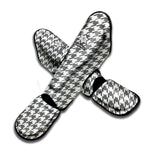 Grey And White Houndstooth Pattern Print Muay Thai Shin Guard