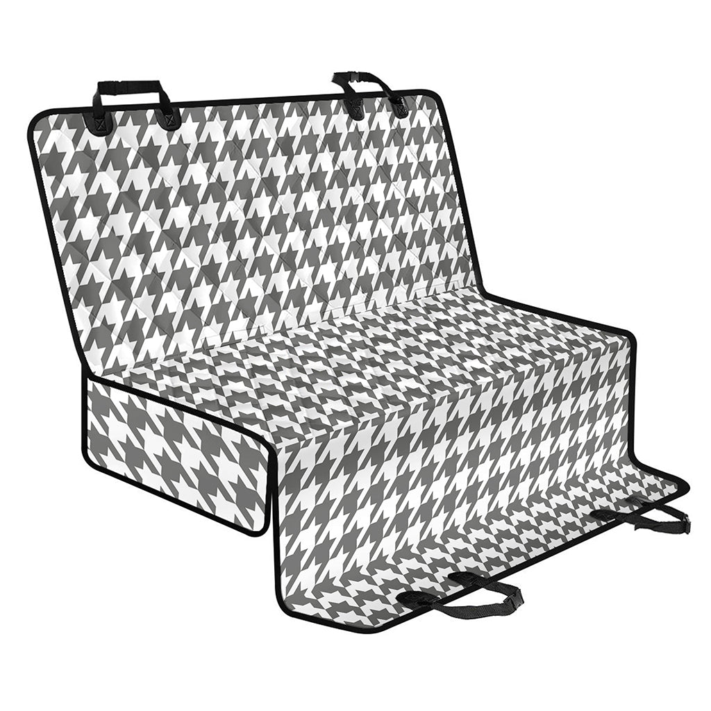 Grey And White Houndstooth Pattern Print Pet Car Back Seat Cover