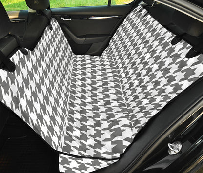 Grey And White Houndstooth Pattern Print Pet Car Back Seat Cover