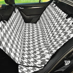 Grey And White Houndstooth Pattern Print Pet Car Back Seat Cover