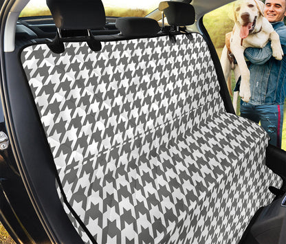 Grey And White Houndstooth Pattern Print Pet Car Back Seat Cover