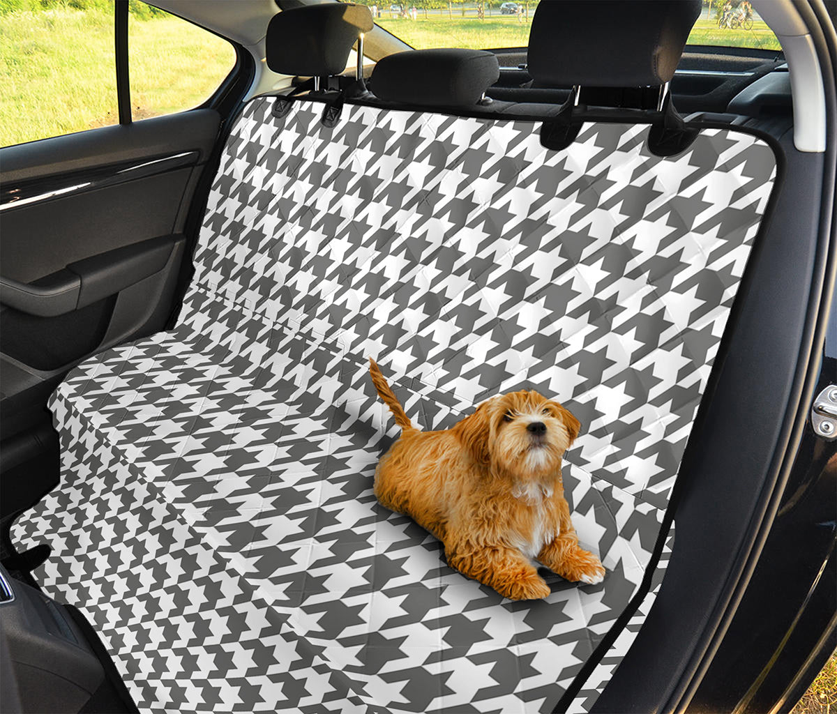 Grey And White Houndstooth Pattern Print Pet Car Back Seat Cover