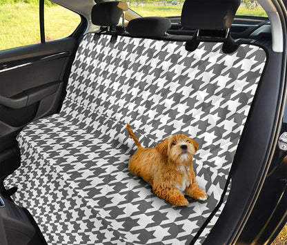 Grey And White Houndstooth Pattern Print Pet Car Back Seat Cover