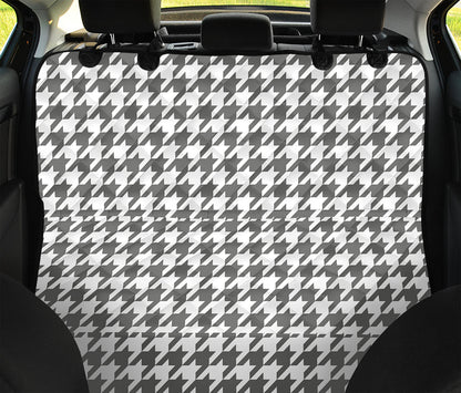 Grey And White Houndstooth Pattern Print Pet Car Back Seat Cover
