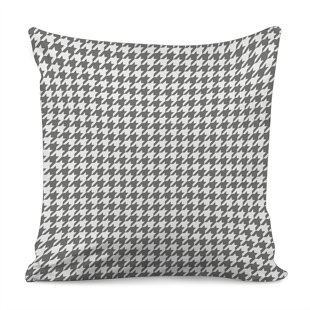 Grey And White Houndstooth Pattern Print Pillow Cover