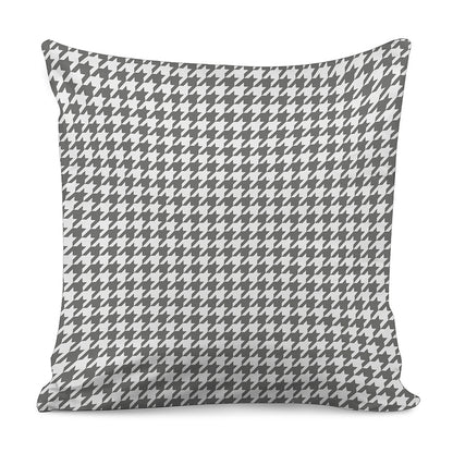 Grey And White Houndstooth Pattern Print Pillow Cover