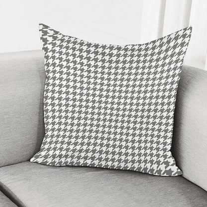 Grey And White Houndstooth Pattern Print Pillow Cover