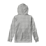 Grey And White Houndstooth Pattern Print Pullover Hoodie