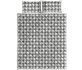 Grey And White Houndstooth Pattern Print Quilt Bed Set