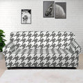 Grey And White Houndstooth Pattern Print Sofa Cover