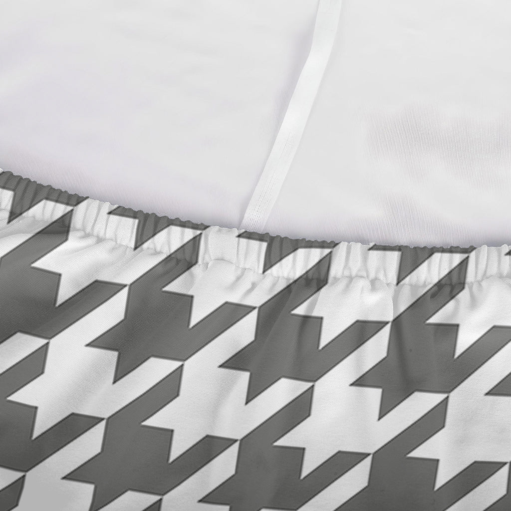 Grey And White Houndstooth Pattern Print Sofa Cover