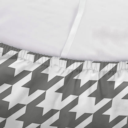 Grey And White Houndstooth Pattern Print Sofa Cover