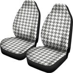 Grey And White Houndstooth Pattern Print Universal Fit Car Seat Covers
